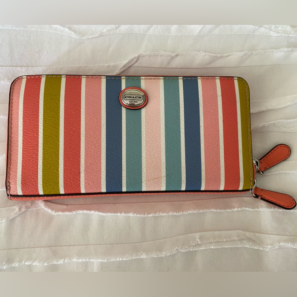 Coach wallet in fun summer colors.